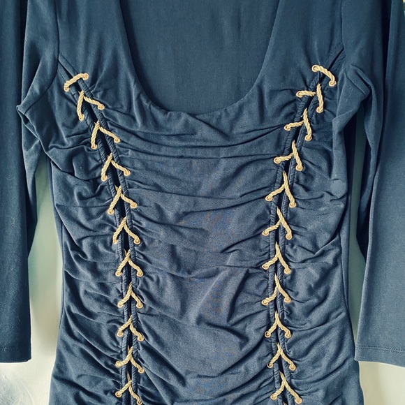 Boston Proper Ruched Lace-up Top - Picture 4 of 7